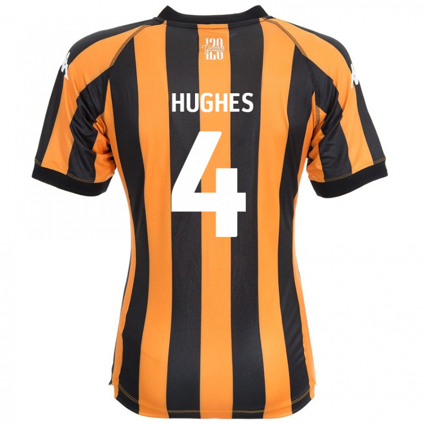 Børn Charlie Hughes #4 Sort Rav Hjemmebane Spillertrøjer 2024/25 Trøje T-Shirt