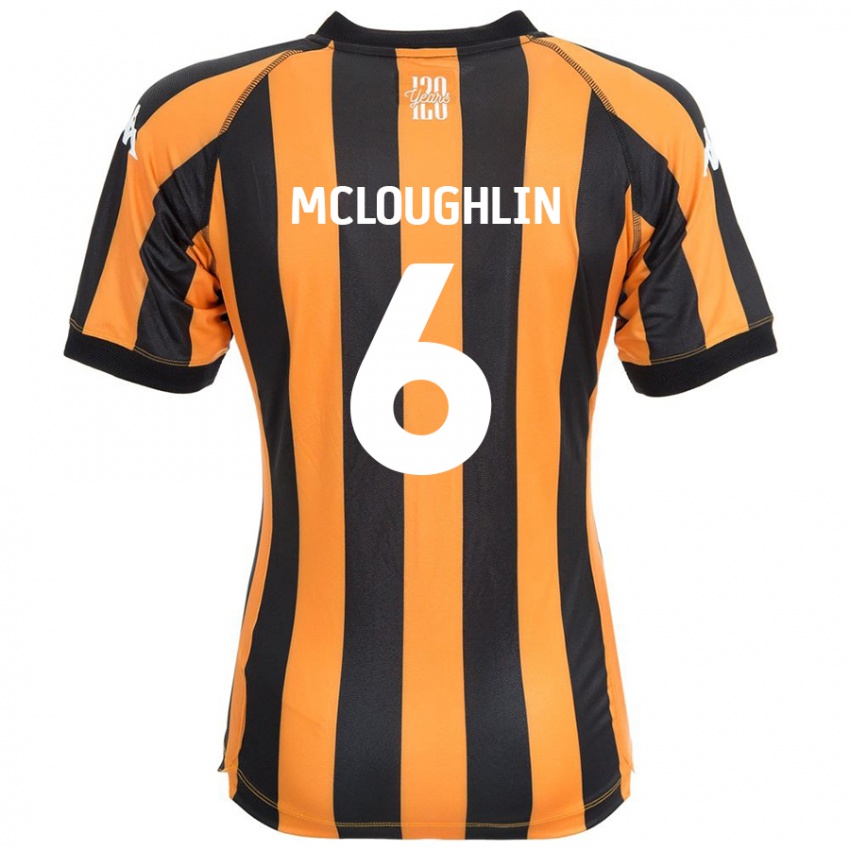 Børn Sean Mcloughlin #6 Sort Rav Hjemmebane Spillertrøjer 2024/25 Trøje T-Shirt