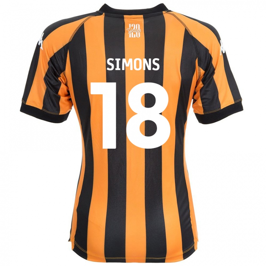 Børn Xavier Simons #18 Sort Rav Hjemmebane Spillertrøjer 2024/25 Trøje T-Shirt