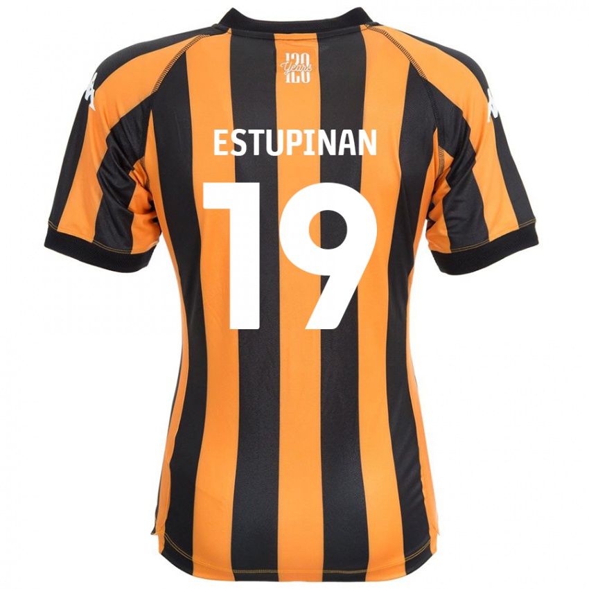 Børn Óscar Estupiñán #19 Sort Rav Hjemmebane Spillertrøjer 2024/25 Trøje T-Shirt