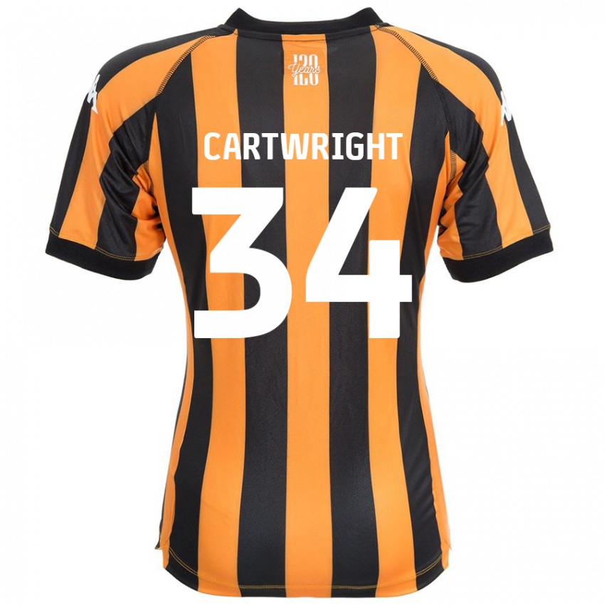 Børn Harvey Cartwright #34 Sort Rav Hjemmebane Spillertrøjer 2024/25 Trøje T-Shirt