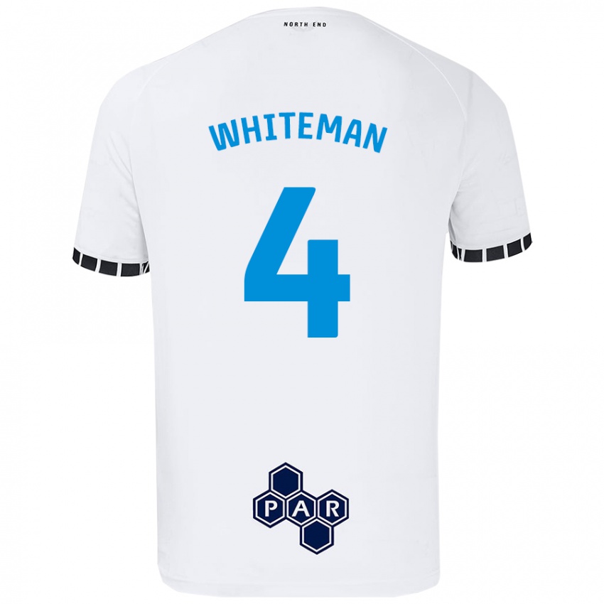 Børn Ben Whiteman #4 Hvid Hjemmebane Spillertrøjer 2024/25 Trøje T-Shirt