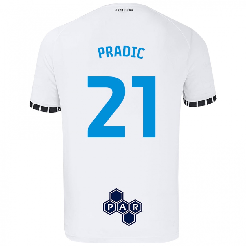 Børn James Pradic #21 Hvid Hjemmebane Spillertrøjer 2024/25 Trøje T-Shirt