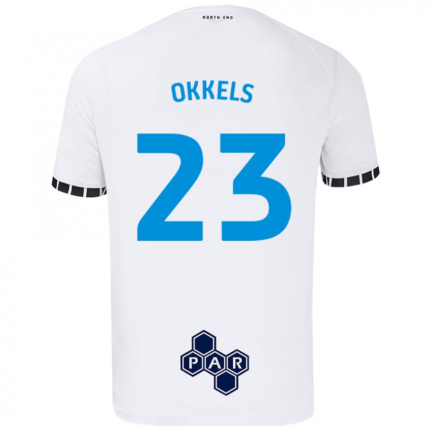 Børn Jeppe Okkels #23 Hvid Hjemmebane Spillertrøjer 2024/25 Trøje T-Shirt