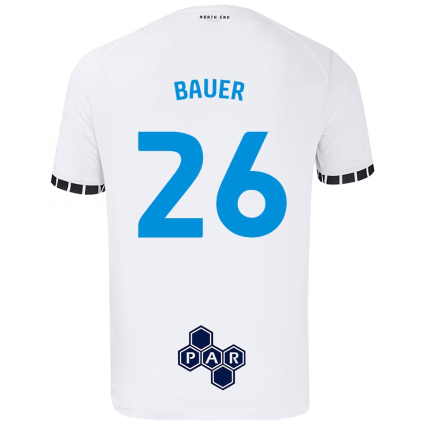 Børn Patrick Bauer #26 Hvid Hjemmebane Spillertrøjer 2024/25 Trøje T-Shirt