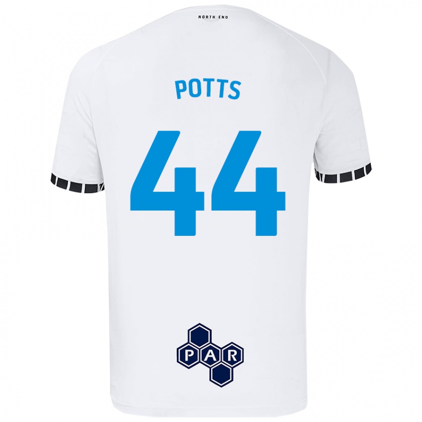 Børn Brad Potts #44 Hvid Hjemmebane Spillertrøjer 2024/25 Trøje T-Shirt