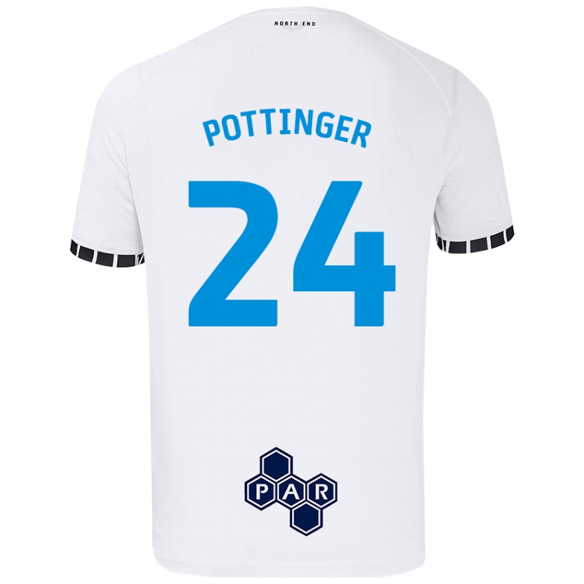 Børn Kaya Pottinger #24 Hvid Hjemmebane Spillertrøjer 2024/25 Trøje T-Shirt