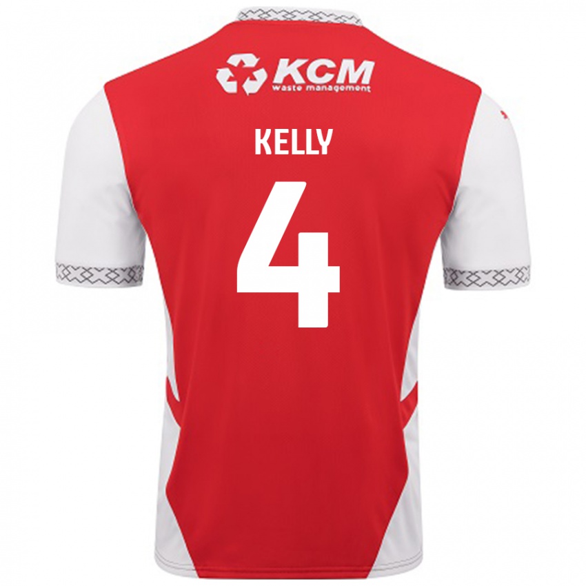 Børn Liam Kelly #4 Rød Hvid Hjemmebane Spillertrøjer 2024/25 Trøje T-Shirt