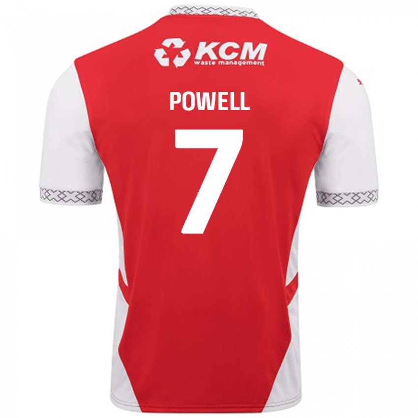 Børn Joe Powell #7 Rød Hvid Hjemmebane Spillertrøjer 2024/25 Trøje T-Shirt