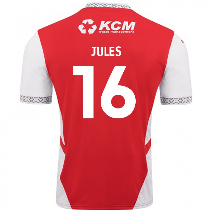 Børn Zak Jules #16 Rød Hvid Hjemmebane Spillertrøjer 2024/25 Trøje T-Shirt