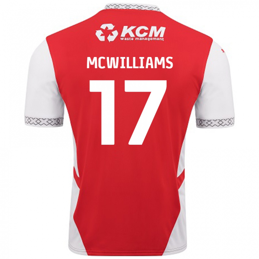 Børn Shaun Mcwilliams #17 Rød Hvid Hjemmebane Spillertrøjer 2024/25 Trøje T-Shirt