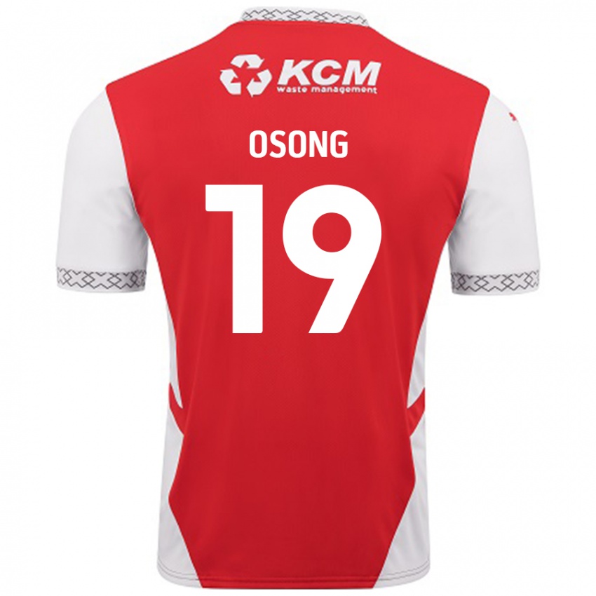 Børn Detlef Esapa Osong #19 Rød Hvid Hjemmebane Spillertrøjer 2024/25 Trøje T-Shirt