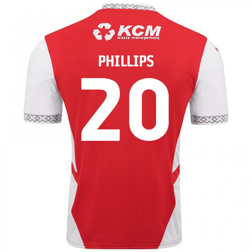 Børn Dillon Phillips #20 Rød Hvid Hjemmebane Spillertrøjer 2024/25 Trøje T-Shirt