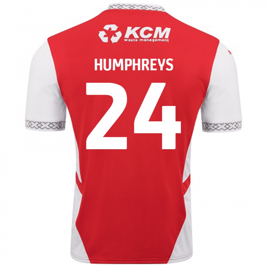 Børn Cameron Humphreys #24 Rød Hvid Hjemmebane Spillertrøjer 2024/25 Trøje T-Shirt