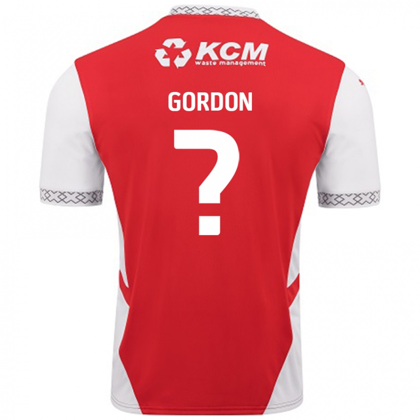 Børn Owain Gordon #0 Rød Hvid Hjemmebane Spillertrøjer 2024/25 Trøje T-Shirt