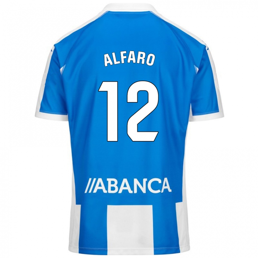 Børn Alejandro Alfaro #12 Blå Hvid Hjemmebane Spillertrøjer 2024/25 Trøje T-Shirt