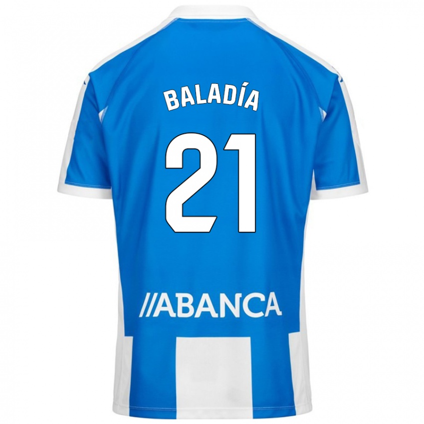 Børn Álvaro Baladía #21 Blå Hvid Hjemmebane Spillertrøjer 2024/25 Trøje T-Shirt