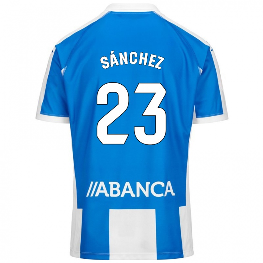 Børn Kevin Sánchez #23 Blå Hvid Hjemmebane Spillertrøjer 2024/25 Trøje T-Shirt