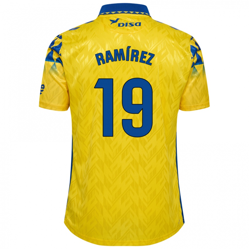 Børn Sandro Ramírez #19 Gul Blå Hjemmebane Spillertrøjer 2024/25 Trøje T-Shirt