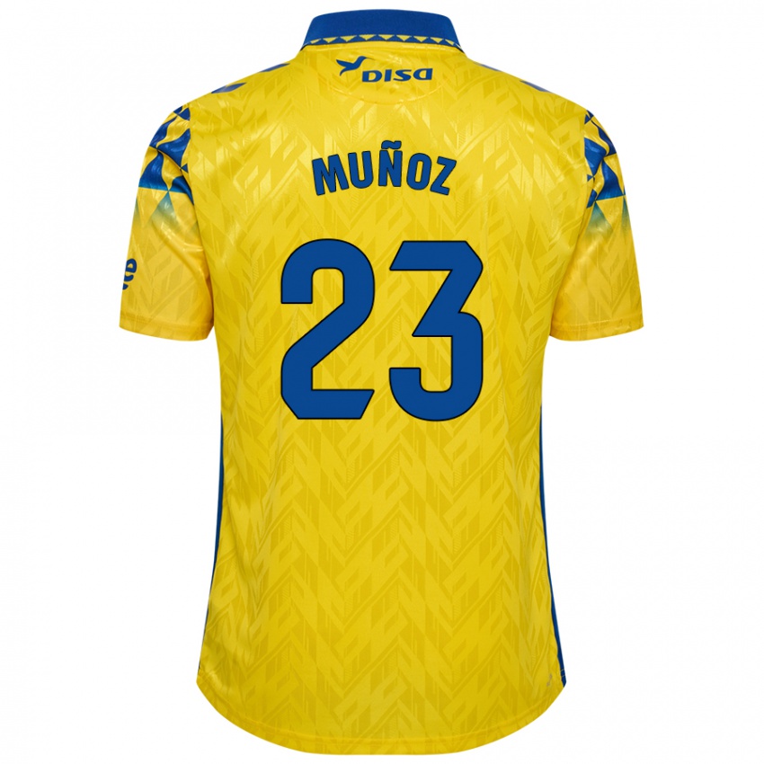 Børn Álex Muñoz #23 Gul Blå Hjemmebane Spillertrøjer 2024/25 Trøje T-Shirt