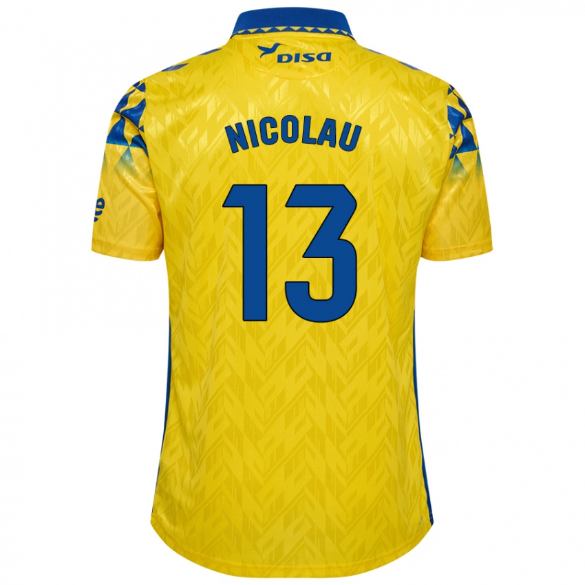 Børn Nacho Nicolau #13 Gul Blå Hjemmebane Spillertrøjer 2024/25 Trøje T-Shirt