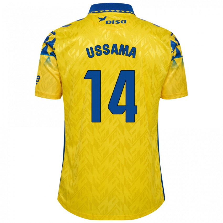 Børn Ussama #14 Gul Blå Hjemmebane Spillertrøjer 2024/25 Trøje T-Shirt