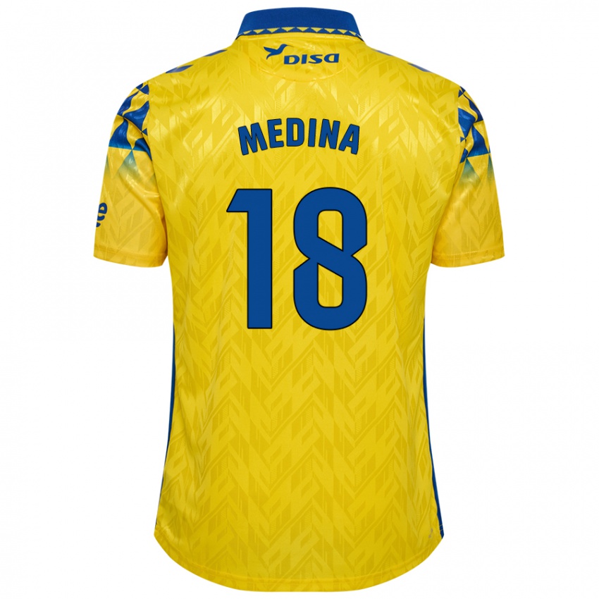 Børn Iván Medina #18 Gul Blå Hjemmebane Spillertrøjer 2024/25 Trøje T-Shirt