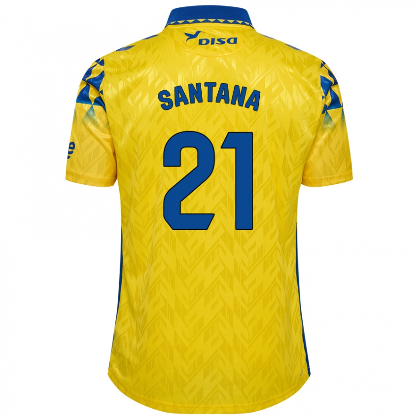 Børn Yadam Santana #21 Gul Blå Hjemmebane Spillertrøjer 2024/25 Trøje T-Shirt