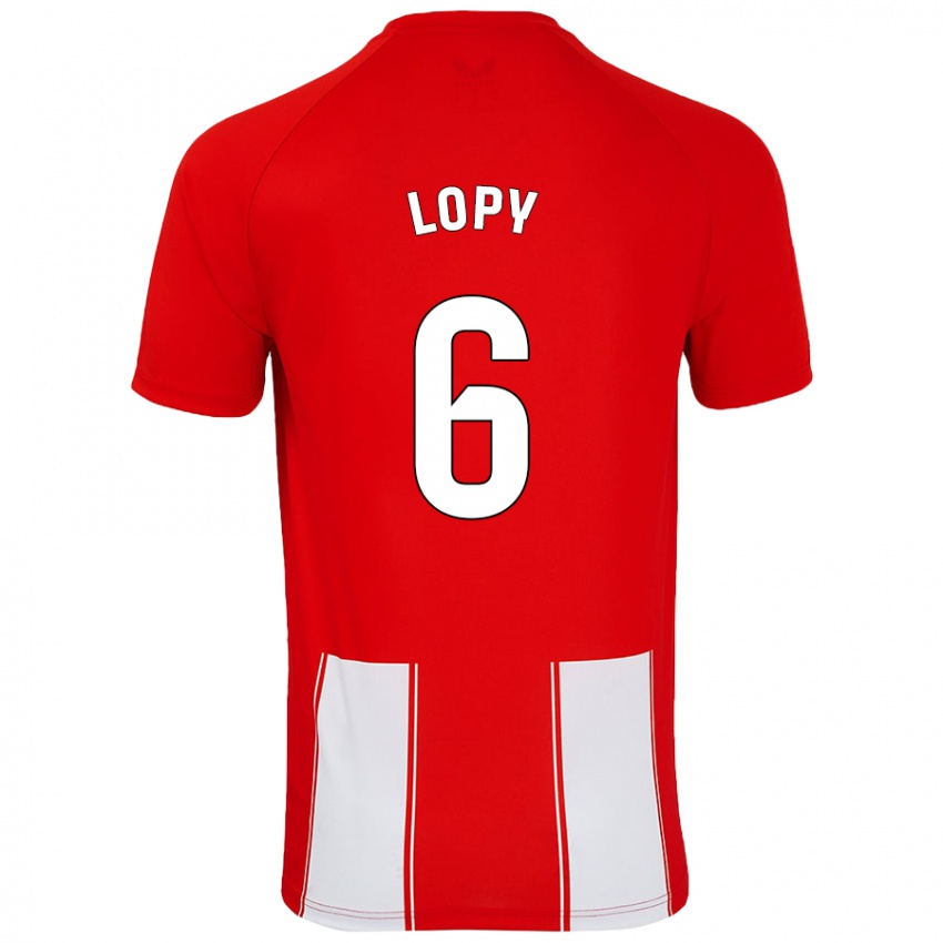 Børn Dion Lopy #6 Rød Hvid Hjemmebane Spillertrøjer 2024/25 Trøje T-Shirt