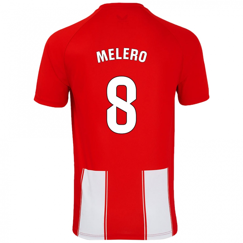 Børn Gonzalo Melero #8 Rød Hvid Hjemmebane Spillertrøjer 2024/25 Trøje T-Shirt