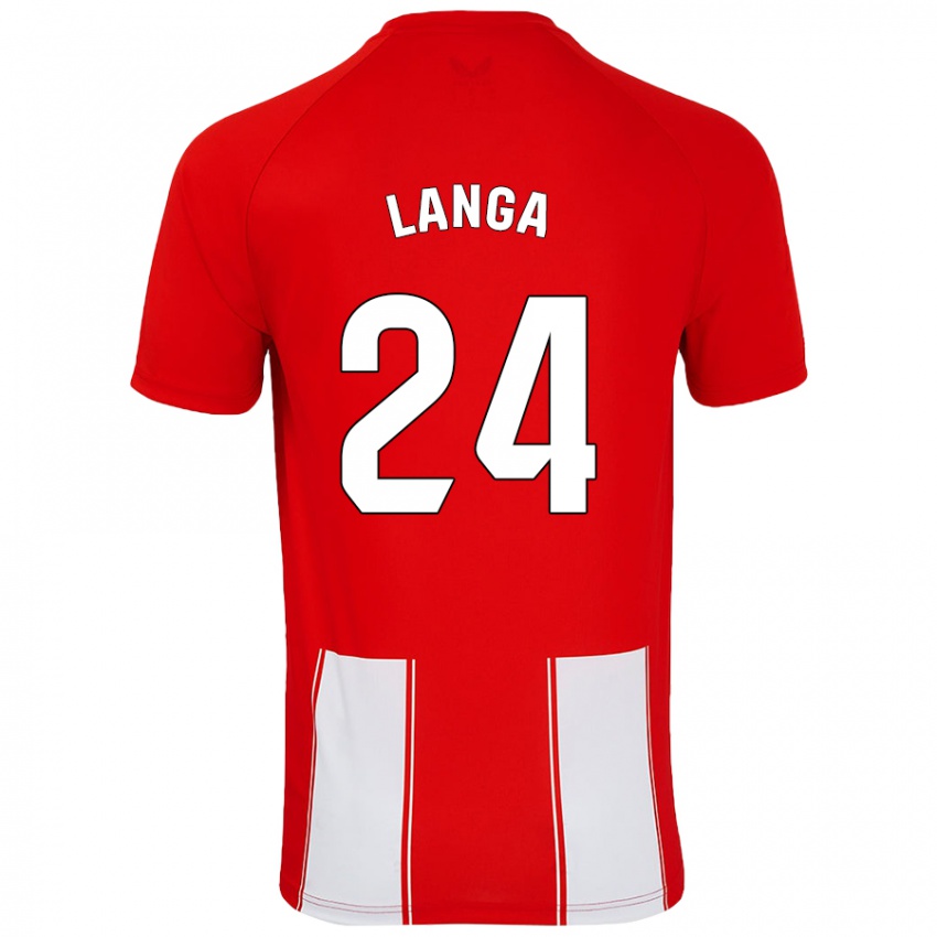 Børn Bruno Langa #24 Rød Hvid Hjemmebane Spillertrøjer 2024/25 Trøje T-Shirt