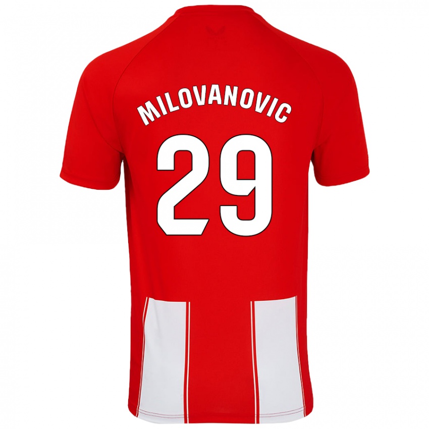 Børn Marko Milovanovic #29 Rød Hvid Hjemmebane Spillertrøjer 2024/25 Trøje T-Shirt