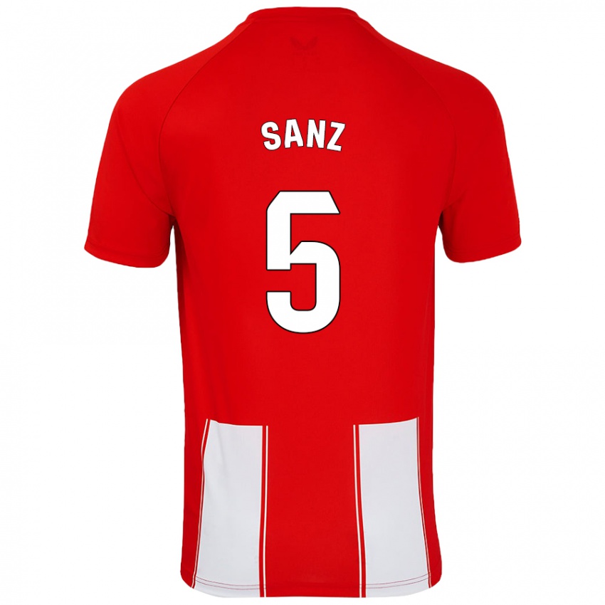 Børn Paco Sanz #5 Rød Hvid Hjemmebane Spillertrøjer 2024/25 Trøje T-Shirt