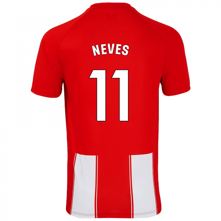 Børn Hugo Neves #11 Rød Hvid Hjemmebane Spillertrøjer 2024/25 Trøje T-Shirt