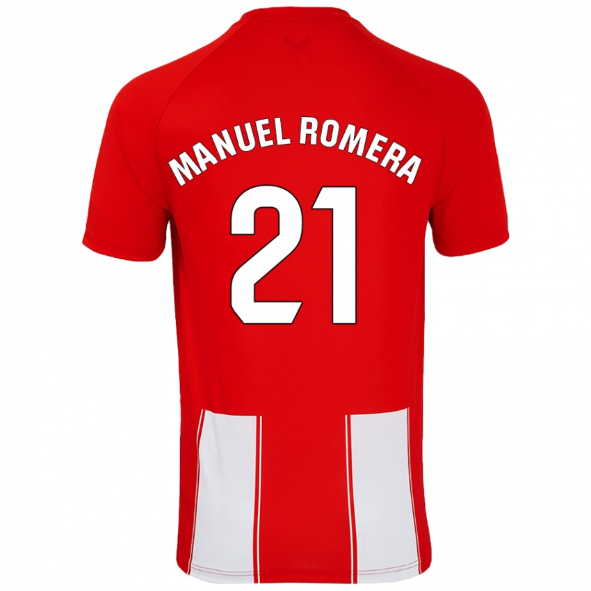 Børn José Manuel Romera #21 Rød Hvid Hjemmebane Spillertrøjer 2024/25 Trøje T-Shirt