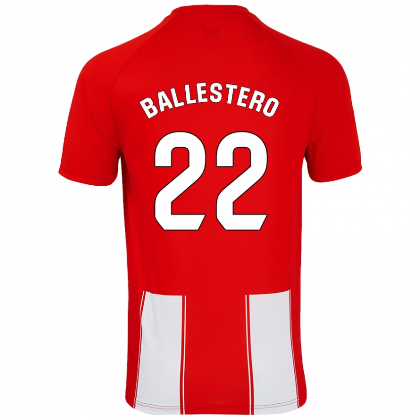 Børn Carlos Ballestero #22 Rød Hvid Hjemmebane Spillertrøjer 2024/25 Trøje T-Shirt