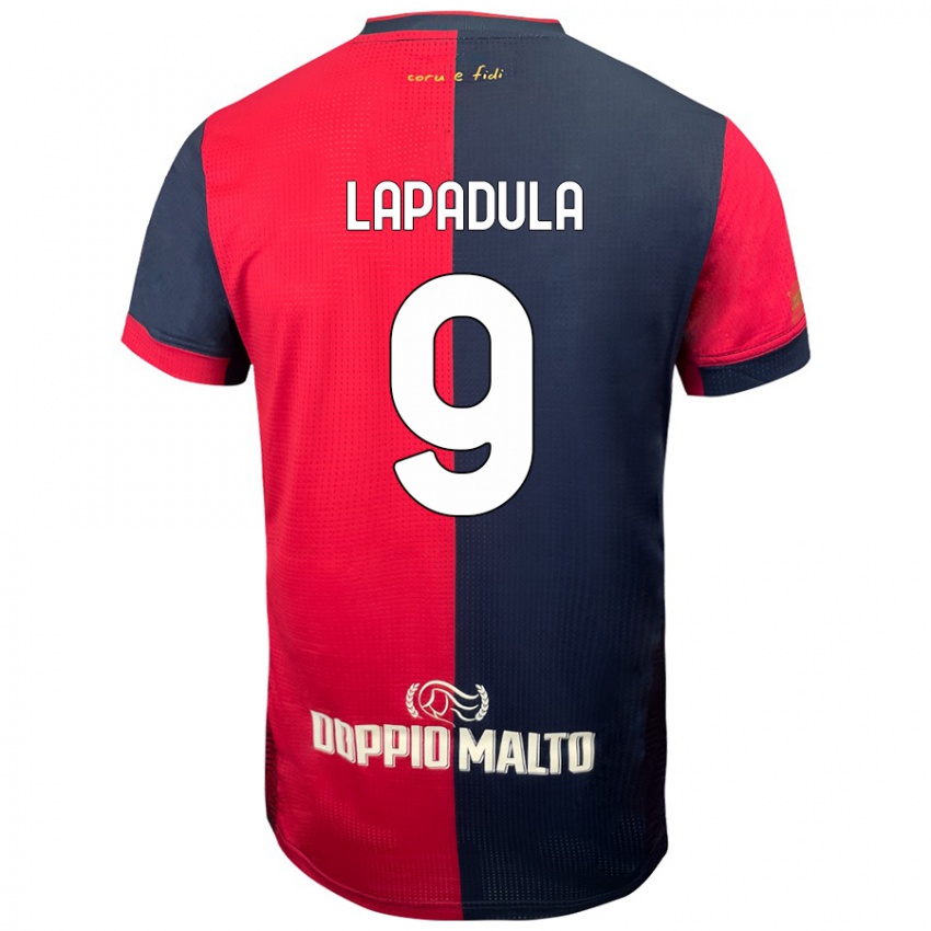 Børn Gianluca Lapadula #9 Rød Mørkere Blå Hjemmebane Spillertrøjer 2024/25 Trøje T-Shirt