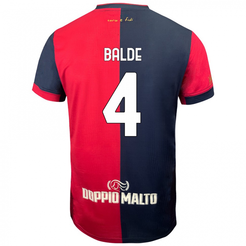 Børn Mamadou Balde #4 Rød Mørkere Blå Hjemmebane Spillertrøjer 2024/25 Trøje T-Shirt