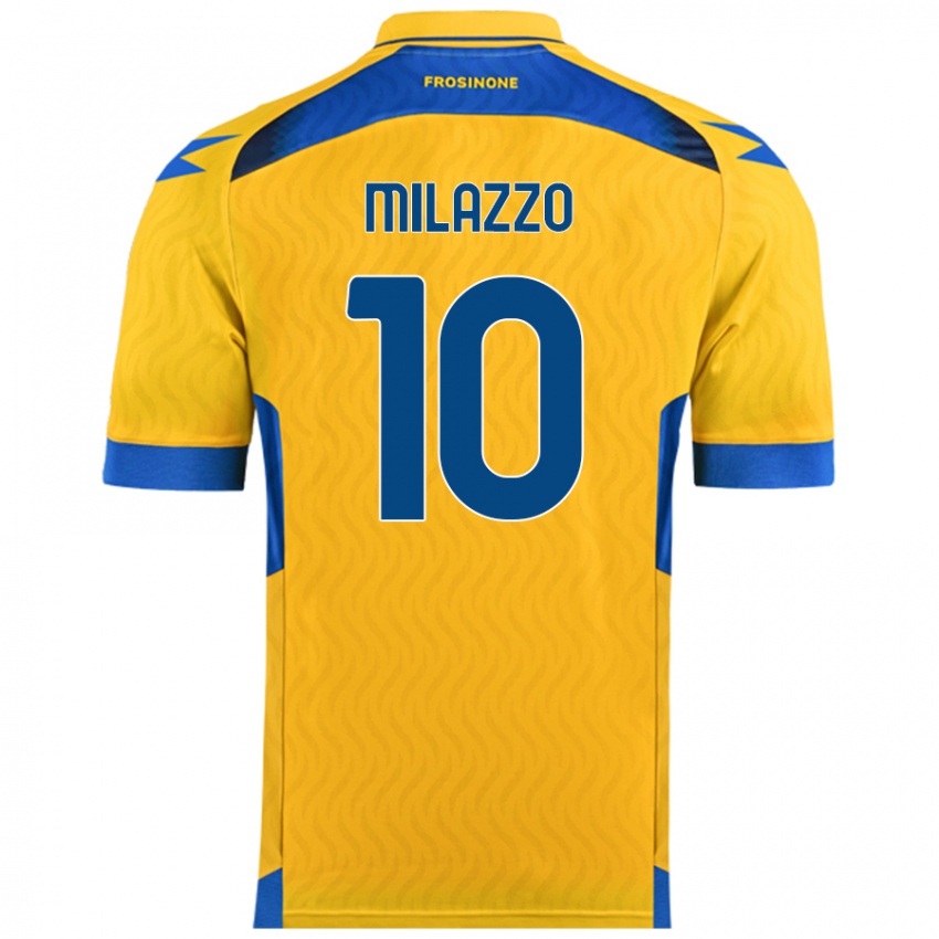 Børn Simone Milazzo #10 Gul Hjemmebane Spillertrøjer 2024/25 Trøje T-Shirt