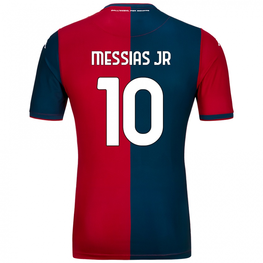 Børn Junior Messias #10 Rød Mørkeblå Hjemmebane Spillertrøjer 2024/25 Trøje T-Shirt