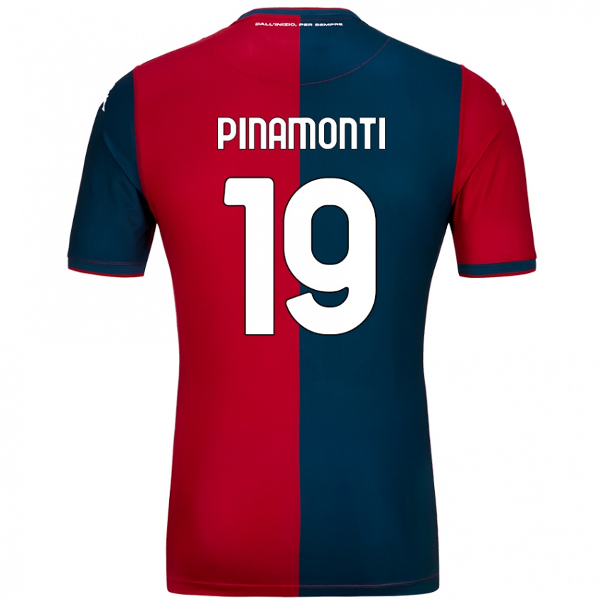 Børn Andrea Pinamonti #19 Rød Mørkeblå Hjemmebane Spillertrøjer 2024/25 Trøje T-Shirt