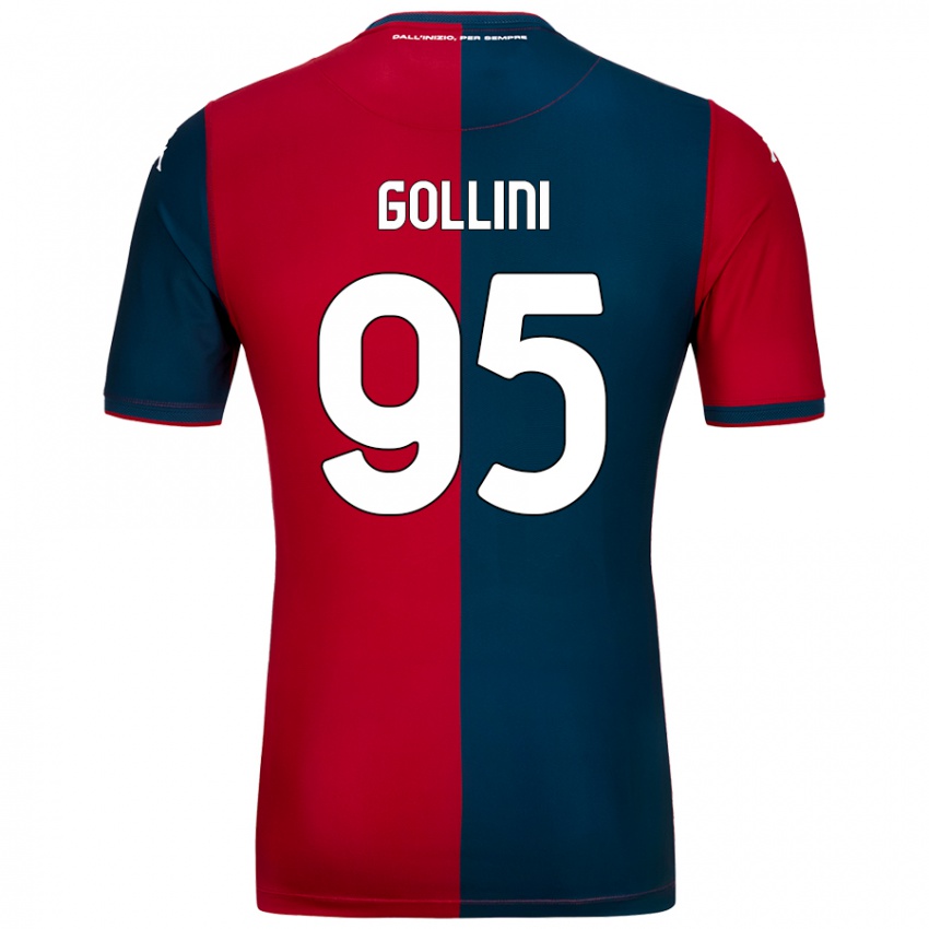 Børn Pierluigi Gollini #95 Rød Mørkeblå Hjemmebane Spillertrøjer 2024/25 Trøje T-Shirt