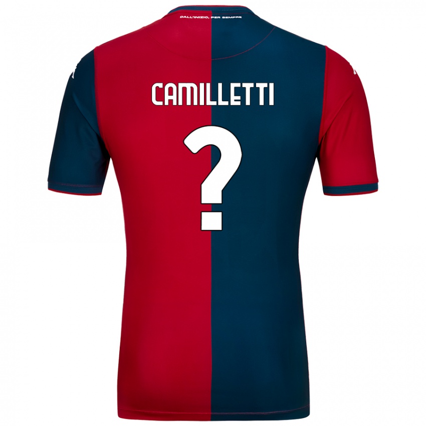 Børn Giovanni Camilletti #0 Rød Mørkeblå Hjemmebane Spillertrøjer 2024/25 Trøje T-Shirt