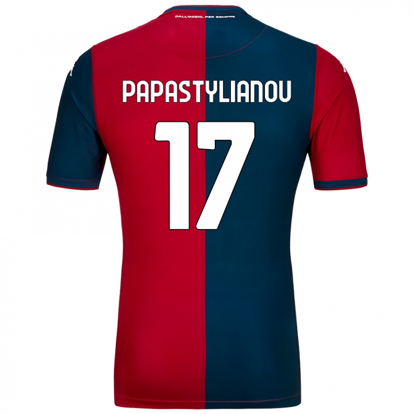 Børn Lysandros Andreas Papastylianou #17 Rød Mørkeblå Hjemmebane Spillertrøjer 2024/25 Trøje T-Shirt