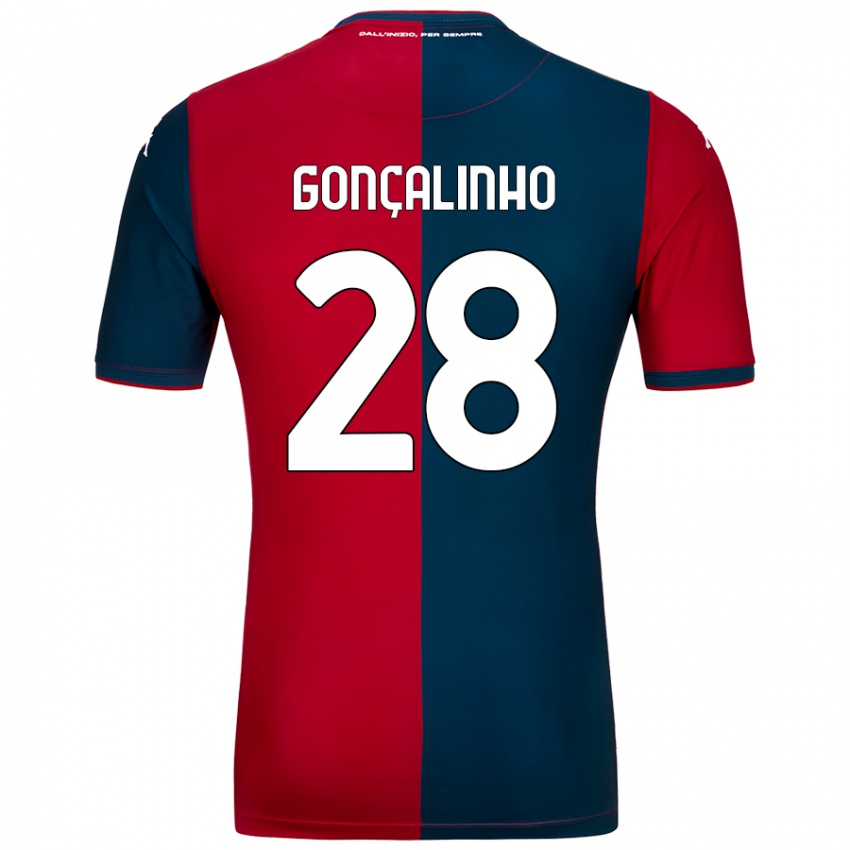 Børn João Gonçalinho #28 Rød Mørkeblå Hjemmebane Spillertrøjer 2024/25 Trøje T-Shirt