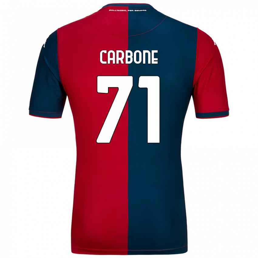 Børn Filippo Carbone #71 Rød Mørkeblå Hjemmebane Spillertrøjer 2024/25 Trøje T-Shirt