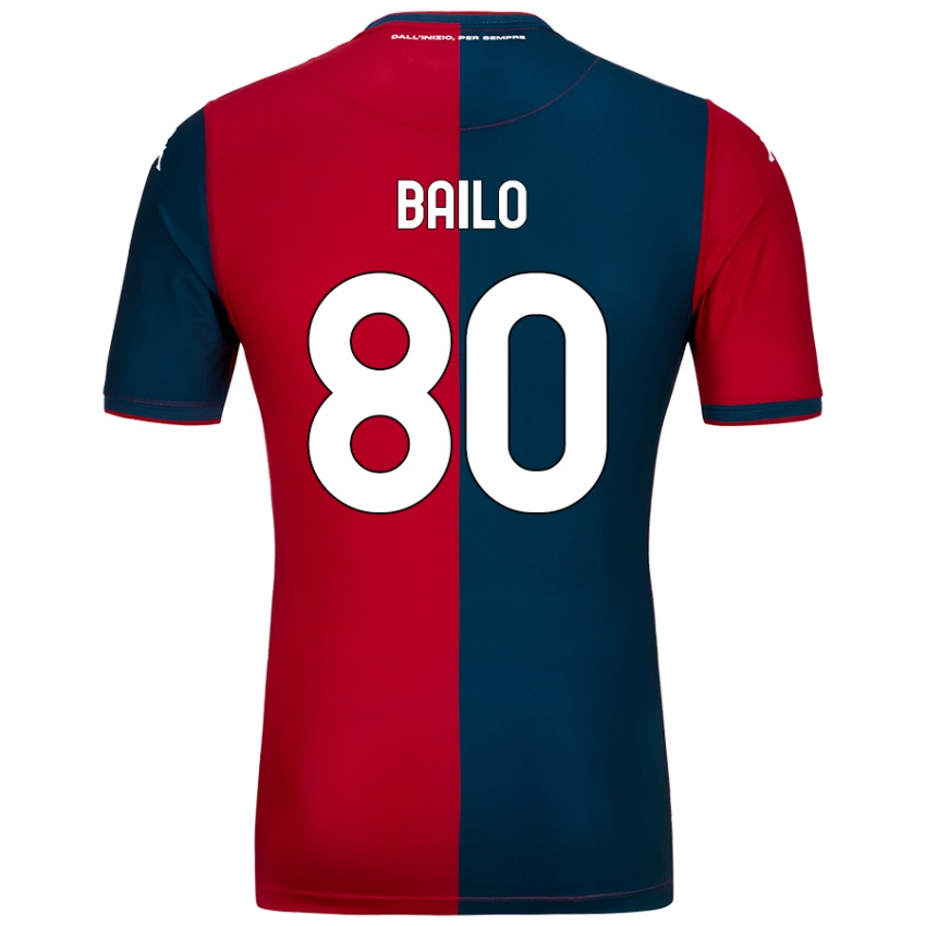 Børn Giorgio Bailo #80 Rød Mørkeblå Hjemmebane Spillertrøjer 2024/25 Trøje T-Shirt