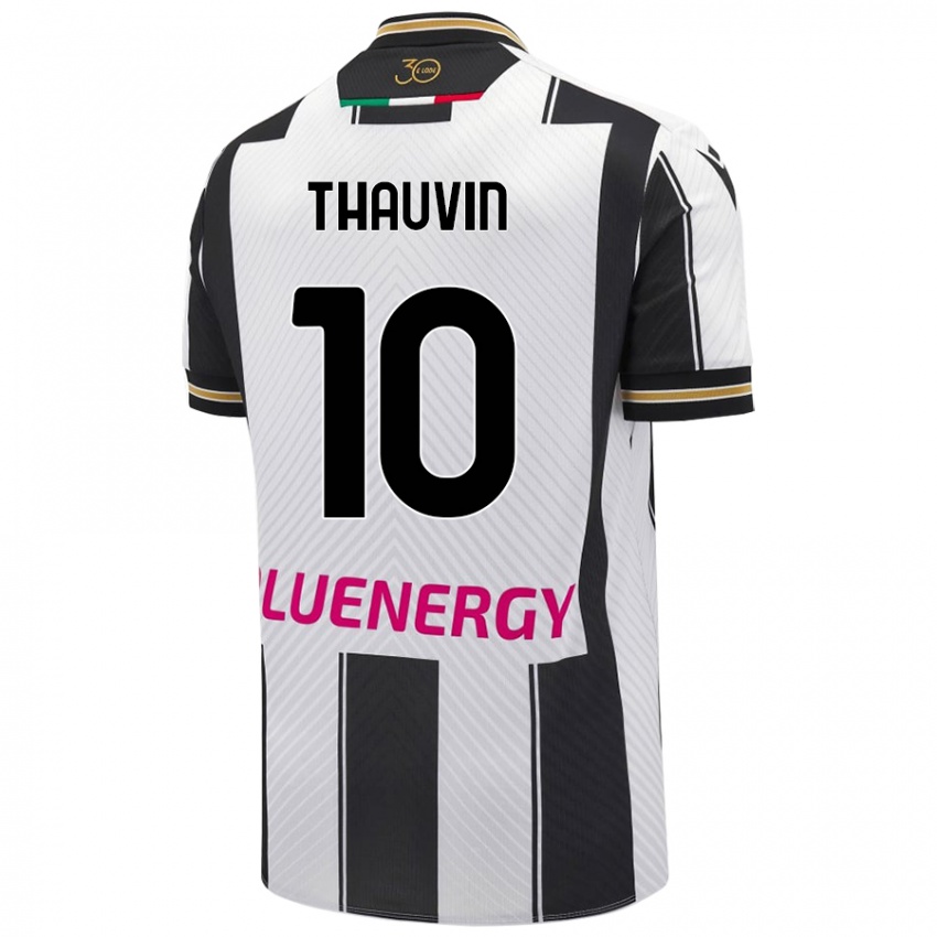 Børn Florian Thauvin #10 Hvid Sort Hjemmebane Spillertrøjer 2024/25 Trøje T-Shirt