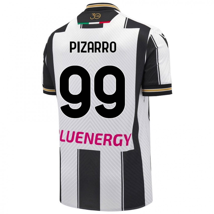 Børn Damián Pizarro #99 Hvid Sort Hjemmebane Spillertrøjer 2024/25 Trøje T-Shirt