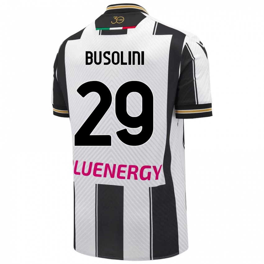 Børn Alessandro Busolini #29 Hvid Sort Hjemmebane Spillertrøjer 2024/25 Trøje T-Shirt